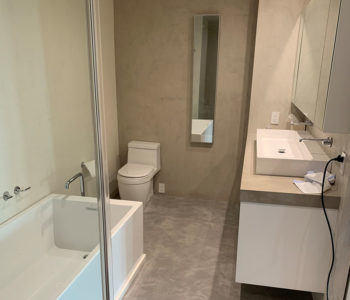 bathroom with microcement finish concrete