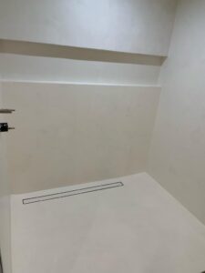 white microcement shower