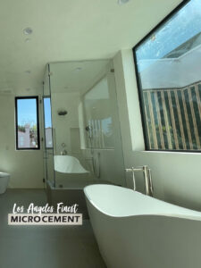 fancy microcement in white shower
