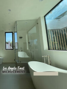 fancy microcement in white shower