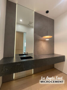 dark grey microcement with led