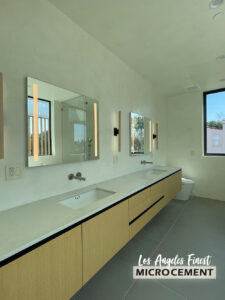White microcement mirror bathroom